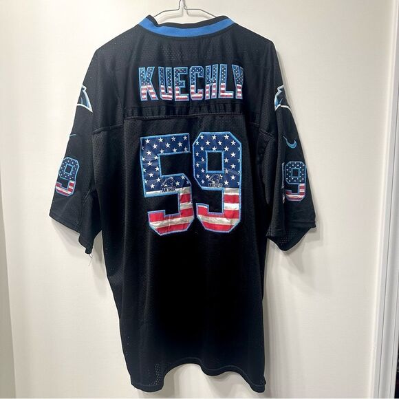 LUKE KUECHLY #59 CAROLINA PANTHERS NIKE NFL JERSEY STITCHED SZ 52 STARS STRIPES - Picture 1 of 7